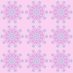 Tile texture from pink round mandalas.