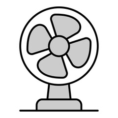 Four-bladed desktop fan for blowing, from the heat - icon, illustration on white background, grey style