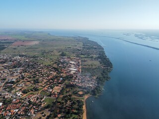aerial view of river beach