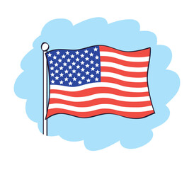 USA, United States of America, American flag cartoon vector icon.