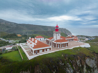 Cabo Da Roca Lighthouse. The Westernmost Point of Continental Europe. Drone Point of View