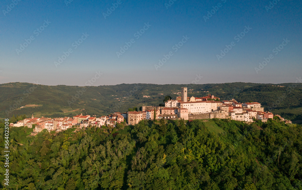 Canvas Prints Motovun Village in Croatia. It is a village and a municipality in central Istria, Croatia. In ancient times, both Celts and Illyrians built their fortresses at the location of present-day Motovun.