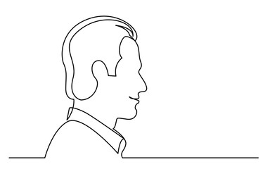 continuous line drawing vector illustration with FULLY EDITABLE STROKE of grinning man