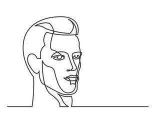 continuous line drawing vector illustration with FULLY EDITABLE STROKE of handsome man