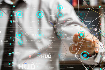 Neural network 3D illustration. Big data and cybersecurity - connection