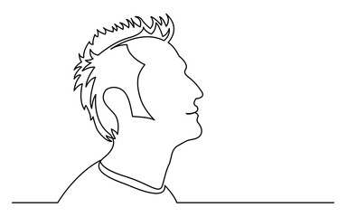 continuous line drawing vector illustration with FULLY EDITABLE STROKE of happy man