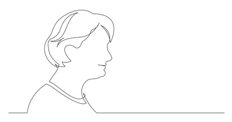 continuous line drawing vector illustration with FULLY EDITABLE STROKE of senior woman