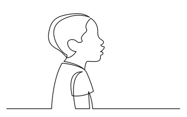 continuous line drawing vector illustration with FULLY EDITABLE STROKE of young african boy
