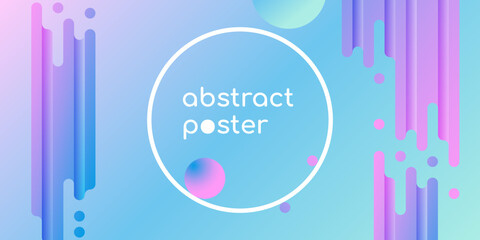 Circular frame and vertical rounded geometric elements on abstract gradient background for modern presentation, poster, flyer, advertisement, cover, UI, website design