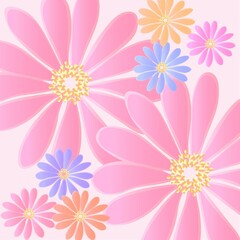 Flowers wall background with beautiful hand made draw