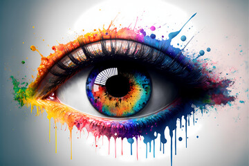 close-up human eyes painting, Generative AI