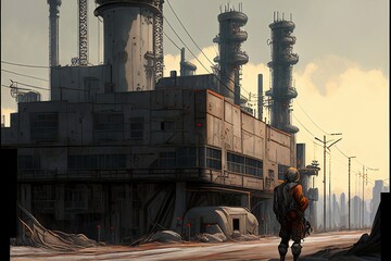 Fototapeta premium People in the industrial city.