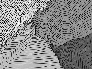 Graphic geometric wave abstract lines, grey abstract lines, monochrome minimalism