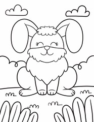 Coloring book rabbit for kids