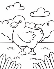 Coloring book duck for kids