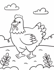 Coloring book chicken for kids