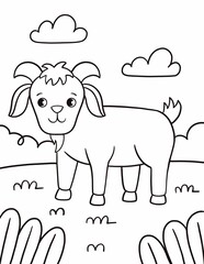 Coloring book goat for kids