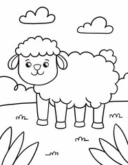 Coloring book sheep for kids