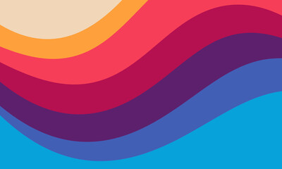 Retro Color Wave Curves Rainbow Wallpaper