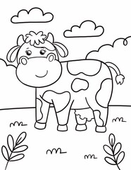 Coloring book cow for kids