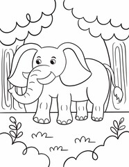 Coloring book elephant for kids