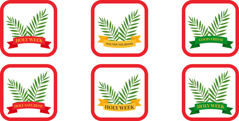 Set of Holy week round icons vector illustration graphic design. Holiday card design. Holiday...