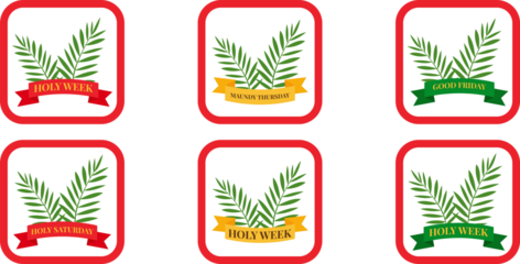 Set of Holy week round icons vector illustration graphic design. Holiday card design. Holiday background. Religious symbol. Holiday poster. Vector illustration