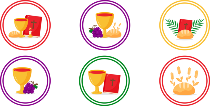 Set of Holy week round icons vector illustration graphic design. Holiday card design. Holiday background. Religious symbol. Holiday poster. Vector illustration