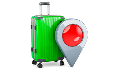 Luggage with map pointer. 3D rendering