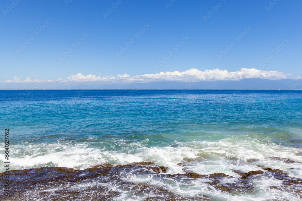 Poster blue sky with white cloud at summer time