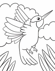 Coloring book hummingbird for kids