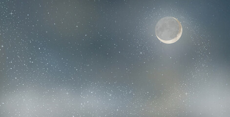 Obraz na płótnie Canvas Night sky and moon