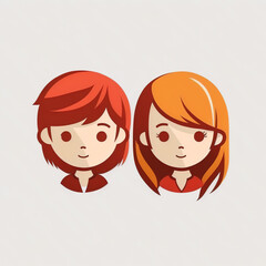 Girls portraits, stylized and vectorized. Isolated on white background.