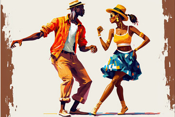 Latin street dancers celebrating by dance, dancers perform energetic expressive street dance, generative ai