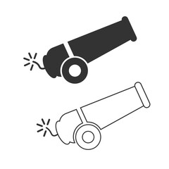 Cannon icon vector. Artillery set line and background vector ilustration.
