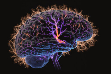 Human brain's neural network, generative ai.	

