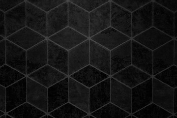 Designed dark stucco background. Plastered wall texture. Black cube texture.