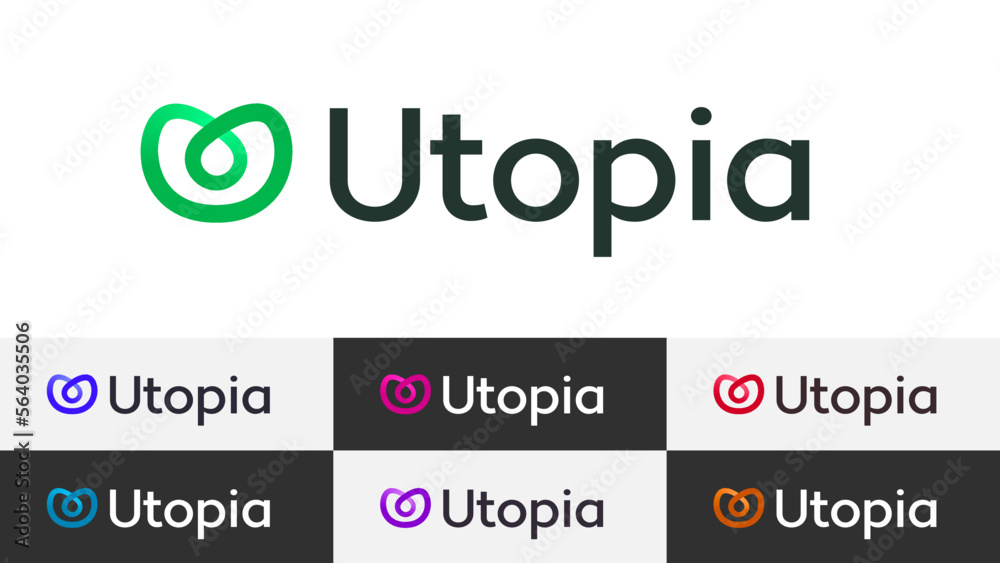 Fototapete Infinity Abstract Letter U Logo Minimal Linear Gradient Overlapping Loop with Editable Text and Easy to Customize Color Swatches Includes 7 Color Variations