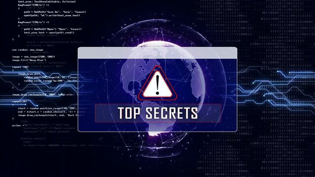 TOP SECRET Glitch Text Animation, Rendering, Background, Loop, 4k

