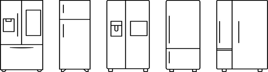 Set of refrigerator icons. PNG