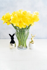 Egg hunt with Easter white bunny