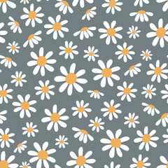 Seamless pattern of daisies. Floral texture. Vector illustration. It can be used for wallpapers, wrapping, cards, patterns for clothes and other.