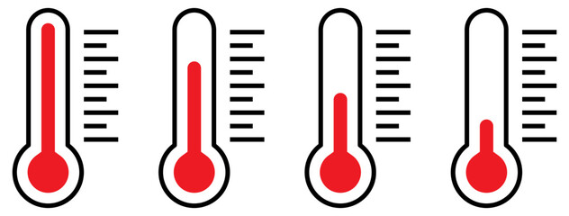 Thermometer icons. Hot temperature symbols. Vector illustration