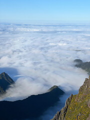 Mountains covered with clouds