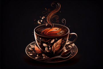 A cup of coffee illustration. Generative AI