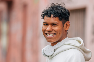 Fototapeta premium street portrait of young hispanic latin american