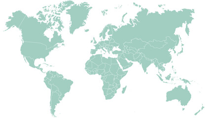 Naklejka premium World map. Silhouette map. Color vector modern map 