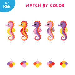 pick by color. Match the cute seahorse with the correct colors. Sea series games