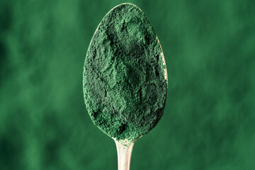 Spirulina algae powder, closeup