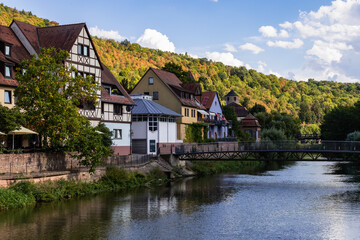 Fototapeta na wymiar Medieval town of Wertheim along the river Tauber in Baden-Württemberg.